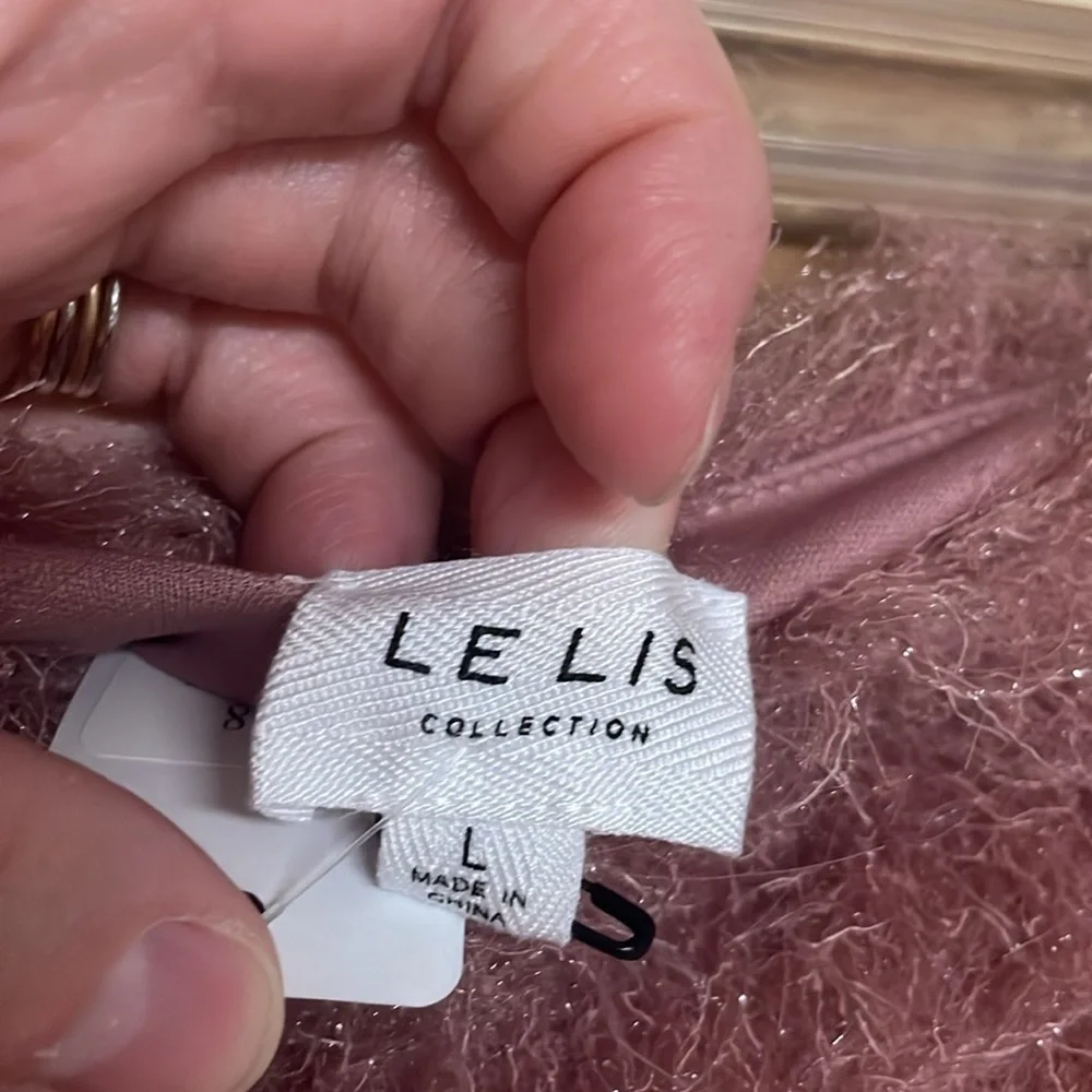 Le Lis size Large Fluffy Mauve Color Stretchy Super Soft Mini Skirt with Zip
